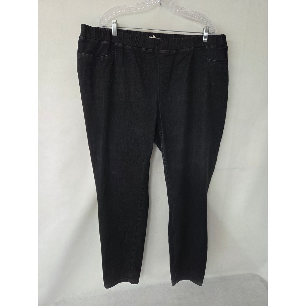 Eileen Fisher Woman Black Organic Cotton Pull On Jeggings Plus Size 2X Stretch